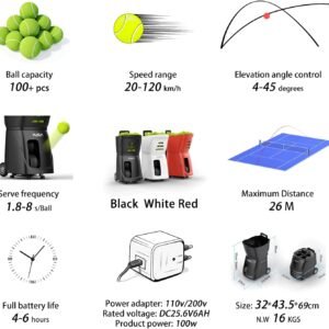 Buy PT-Smart Tennis Ball Machine 12 Training Modes APP Control Custom Programming Portable | Rendan Sport Shop - Image 9
