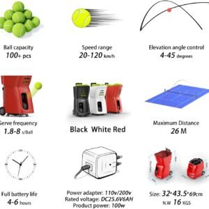 Buy PT-Smart Automatic Tennis Ball Machine Serve Adjustable Speed Angle Durable High Capacity Remote - Image 5