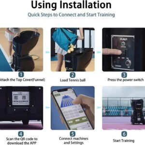 Buy PT-Smart Tennis Ball Machine 12 Training Modes APP Control Custom Programming Portable | Rendan Sport Shop - Image 6