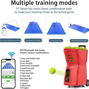 Buy PT-Smart Automatic Tennis Ball Machine Serve Adjustable Speed Angle Durable High Capacity Remote - Image 4