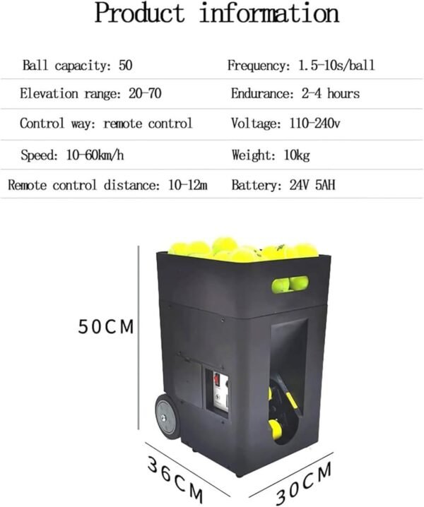 Automatic Tennis Ball Machine – Smart APP & Remote Control | 50 Ball Capacity | Rendan Sport Shop