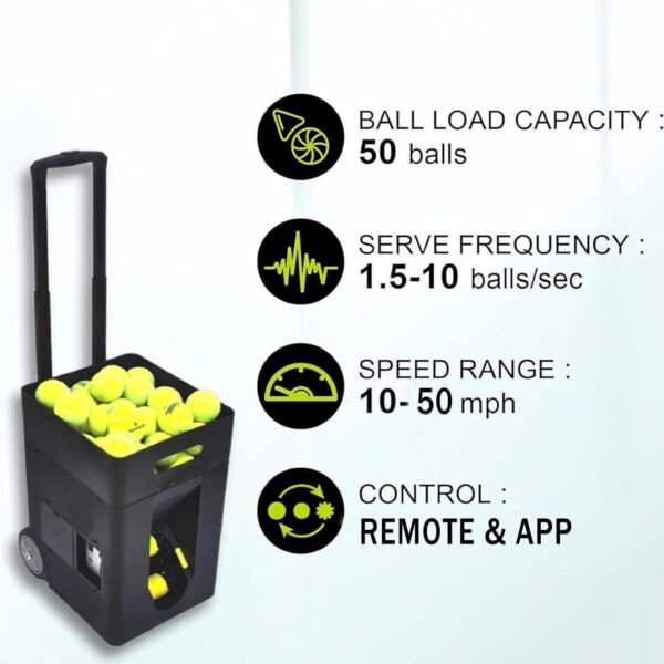 Automatic Tennis Ball Machine – Smart APP & Remote Control | 50 Ball Capacity | Rendan Sport Shop