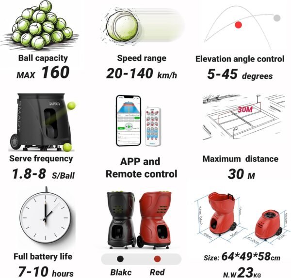 Buy ZenoPlanet PT-9001 Tennis Ball Machine – Portable Programmable, Remote Control, Adjustable Speed | Rendan Sport Shop