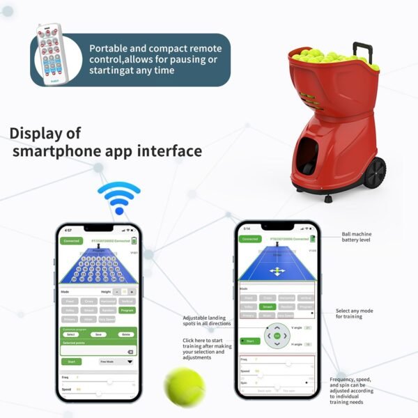 Buy ZenoPlanet PT-9001 Tennis Ball Machine – Portable Programmable, Remote Control, Adjustable Speed | Rendan Sport Shop