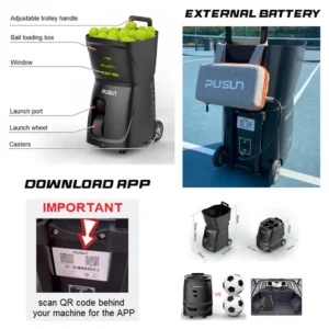 PT-Smart Portable Tennis Ball Machine – Auto Trainer, Adjustable Speed & Angle, 100-Ball Capacity with Remote Control PT-Smart Portable Tennis Ball Machine – Auto Trainer, Adjustable Speed & Angle, 100-Ball Capacity with Remote Control - Image 5
