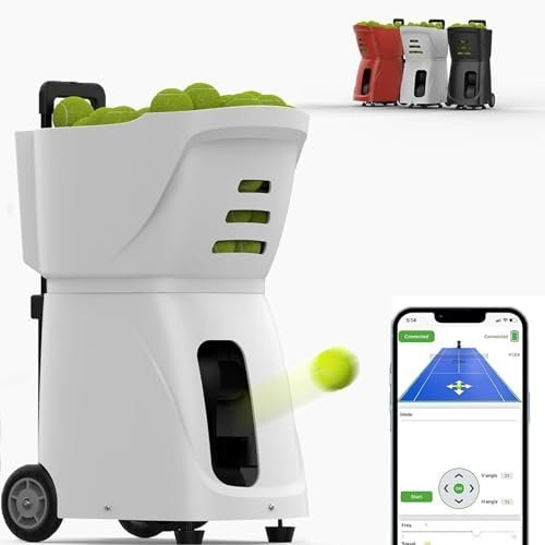 MAHWER Automatic Tennis Ball Launcher with Adjustable Speed and Position, Can Hold Up to 100 Balls, Suitable for Beginners Player Training... MAHWER Automatic Tennis Ball Launcher with Adjustable Speed and Position, Can Hold Up to 100 Balls, Suitable for Beginners Player Training...