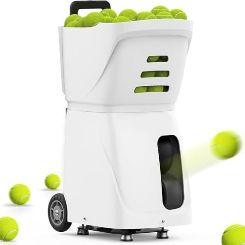 MAHWER Tennis Ball Machine, 4-6 Hours Battery Life, 100 Ball Capacity, External Battery, Suitable for Tennis Training, Competitions, Teaching(White) MAHWER Tennis Ball Machine, 4-6 Hours Battery Life, 100 Ball Capacity, External Battery, Suitable for Tennis Training, Competitions, Teaching(White)