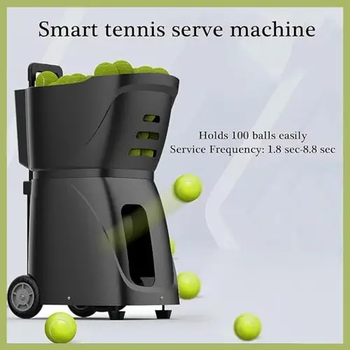 Buy MAHWER Tennis Ball Tosser – Portable Automatic Ball Launcher, APP Control, 100 Ball Capacity (Black)