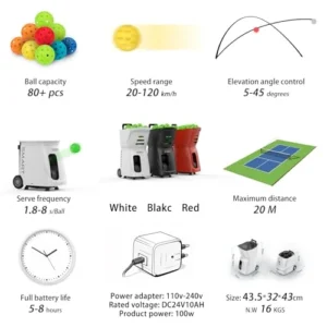 Buy PP Smart Tennis Ball Machine – APP-Controlled, 80+ Ball Capacity, Adjustable Speed & Spin - Image 4