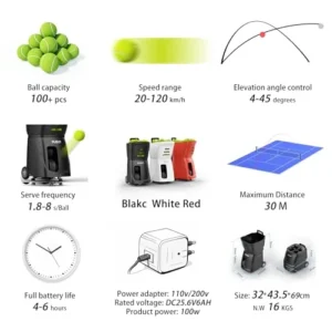PT-Smart Tennis Ball Machine – Portable Battery Powered (Black) - Image 5