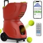 PT-9001Pro Tennis Ball Machine – Professional APP-Controlled Launcher, 35 Landing Points, 7–10H Battery (Red)