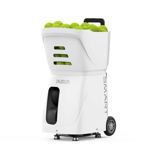 PT-Smart Portable Tennis Ball Machine – Automatic Trainer with Adjustable Speed, Angle, and Serve Interval, 100-Ball Capacity, Remote Control –... PT-Smart Portable Tennis Ball Machine – Automatic Trainer with Adjustable Speed, Angle, and Serve Interval, 100-Ball Capacity, Remote Control –...