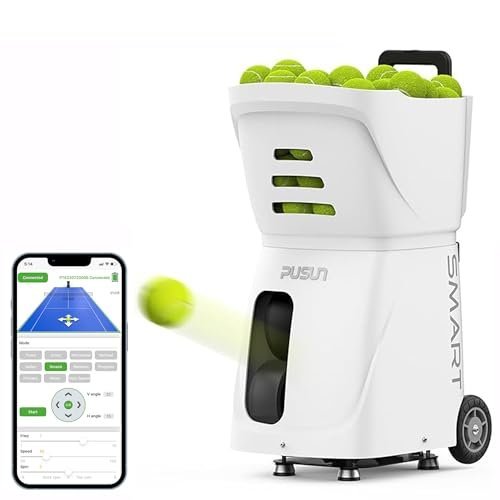 PT-Smart Tennis Ball Machine – 100+ Ball Capacity, 4-6 Hour Battery with External Power, Intelligent Remote Control, Automatic Feeding, Perfect for... PT-Smart Tennis Ball Machine – 100+ Ball Capacity, 4-6 Hour Battery with External Power, Intelligent Remote Control, Automatic Feeding, Perfect for...