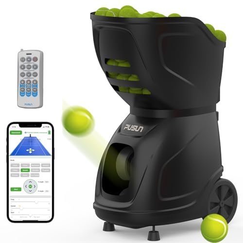 PUSUN Tennis Ball Machine, PT-9001 Tennis Ball Machine for Practice, Holds150+Balls at Once, Intelligent Equipment Support App&Remote Control... PUSUN Tennis Ball Machine, PT-9001 Tennis Ball Machine for Practice, Holds150+Balls at Once, Intelligent Equipment Support App&Remote Control...