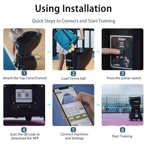 PT-9001 Tennis Ball Machine 140kmh 150 Ball APP Remote