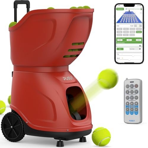 Tennis Ball Machine PT-9001/Portable Automatic Ball Launcher for Practice/Adjustable Speed & Spin/150-Ball Capacity/Remote Control/for Beginners to... Tennis Ball Machine PT-9001/Portable Automatic Ball Launcher for Practice/Adjustable Speed & Spin/150-Ball Capacity/Remote Control/for Beginners to...