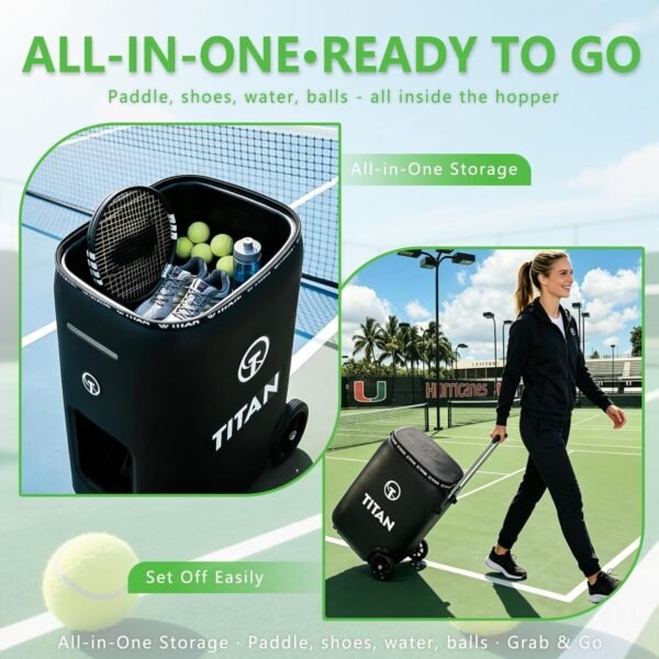 Titan ONE Tennis Ball Machine with 130-Ball Capacity & Internal Oscillation