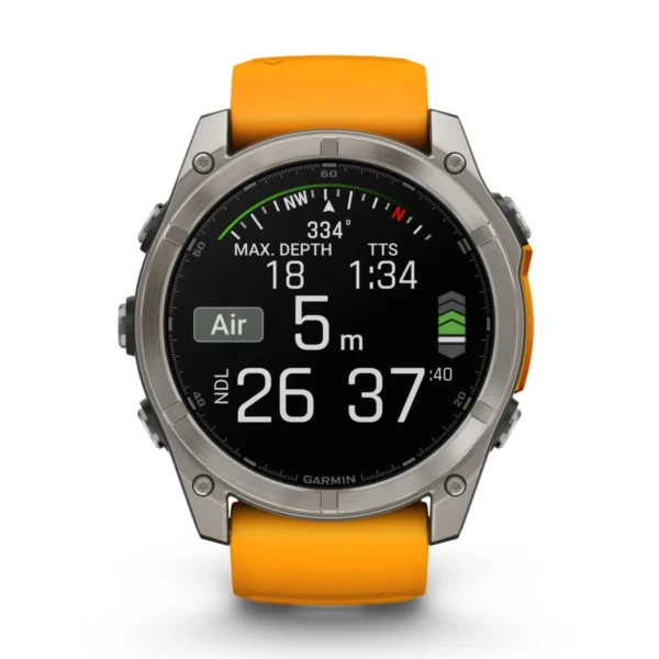 Garmin Fenix 8 51mm AMOLED Sapphire Multisport Smartwatch - Titanium/orange